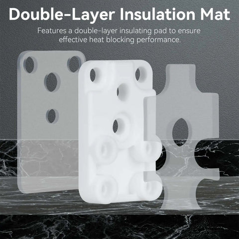 Double-layer insulation mat for Ceramic Zirconia Hotend Upgrade Kit, featuring heat blocking performance on marble background.