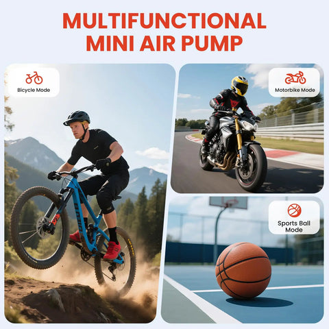 Mini Bike Tire Pump With 150 PSI Fast Inflation And Auto Stop Gauge Presta And Schrader Valve On The Go Electric Air Pump For Road And Mountain Bicycles EBikes Motorcycles And Sports Balls