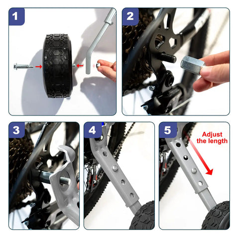 Step-by-step installation of Training Wheels Set For 16 18 20 22 24 Inch Bikes With Steel Adjustable Bracket and hardware