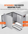 Heavy Duty Stainless Steel Electrical Enclosure Box 12x8x6 Built Tough As Nails Wall Mounted IP66 Weatherproof NEMA Outdoor Cabinet interior view featuring detachable mounting plate and wiring details.