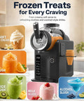Smooth Operator Home Slushie And Soft Serve Ice Cream Maker With Zero Ice Needed Setup For Quick Frozen Sips And Creamy Blends, showcasing soft serve and various slushies.