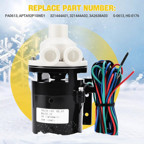 Water Pump Motor Assembly Replacement For Commercial Ice Machines Fits KM 320 KM 900 120V 60Hz 10 Watts 0.4 Amps PA0613