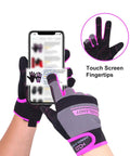 All Purpose Work Gloves For Men And Women, Touchscreen Ready, demonstrating phone use with highlighted touchscreen tips.