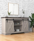 Cabinet with Super Mini Barn Door Hardware Kit For Sliding Double Doors No Fuss Install For TV Stands Wardrobes And Cabinets