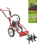 63Cc 4Hp Gas Powered Tiller Cultivator 3 In 1 Hand Push Micro Cultivator for Lawns Gardens Farms Parks Courtyards shown with attachments