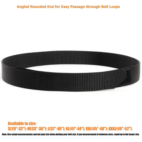 No Metal Buckle Nylon Belt One And Three Eighths Inch Wide No Scratch Hook And Loop Closure TSA Approved, black, coiled view