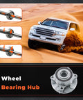 Two Pack Front Or Rear Wheel Hub And Bearing Replacement For Police Interceptor Utility 2013 2018 And Ford Explorer 2011 2018 512460 Delivers Stable Driving And Precise Wheel Rotation shown with vehicle on desert terrain.