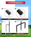 Comparison of 2/5 inch vs 1/2 inch thick shepherd hooks prong bases. Two Pack Adjustable Shepherd Hooks With Heights Of Thirty One Twenty Four And Sixteen Inches Heavy Duty One Half Inch Thick Black Outdoor Hangers For Lanterns Solar Lights Bird Feeders Planters Wedding Aisles And Yard And Patio Garden Decor.