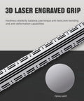 3D laser engraved grip detail of Top Shelf 58 Inch Carbon Fiber Pool Cue Stick Set showcasing hardness-elasticity balance.