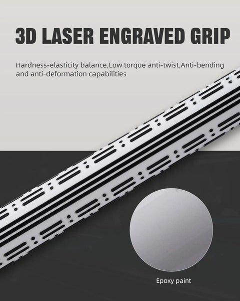 3D laser engraved grip detail of Top Shelf 58 Inch Carbon Fiber Pool Cue Stick Set showcasing hardness-elasticity balance.