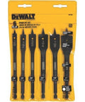 DeWalt six-piece spade drill bit set, 3/8 to 1 in, yellow packaging