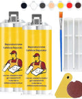 Fast Dry Tile Repair Glue Kit For Marble And Granite That Delivers Seamless Crack Chip Hole Fix And Stone Restoration Diy Friendly Durable Non Toxic Formula Clear Cure Two Pack with pigments, brush, and accessories.
