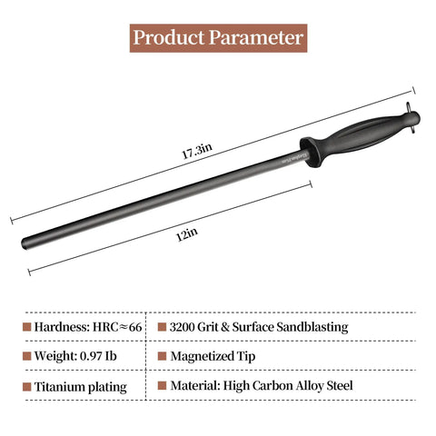 12 Inch Honing Steel Knife Sharpener Rod For Kitchen Knives And Scissors Hard As Steel With Gift Box Easy Grip Handle And Protective Guard