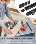 Man using 26 Pc Table Saw Crosscut Sled Kit Includes Tough Aluminum T Tracks And Uhmw Miter Bars for precise cuts on a table saw.