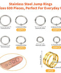 Premium Stainless Steel Jump Rings Set With 600 Pieces In Four Sizes 4mm 5mm 6mm 7mm Silver Connector Rings For Jewelry Making And DIY Crafts