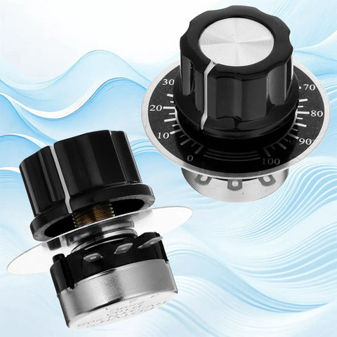 Two Pack 10K Potentiometer Single Turn Carbon Film Rotary Rheostat With A03 Knob for inverter speed regulation