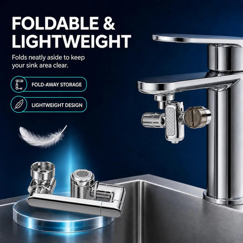 Smooth Operator Sink Helper 1080 Degree Rotating Faucet Extender Unit With Four Flexible Jet Patterns And Built In Mineral Filter For No Stress Washing Days
