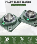 Pro Grade Ucf21032 Pillow Block Bearings Two Pack Square Flange Four Bolt Bearing Steel With Two Inch Bore aligned for easy installation.