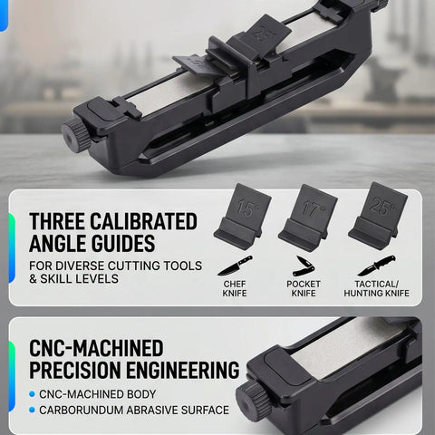 Sharpener Angle Guide Kit with Creative Sharpening Tool for Home and Outdoor Use Durable CNC Machined Plastic, angle guides visible
