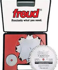 Pro Grade 8 Inch Dado Set With 5/8 Inch Arbor Includes 4 1/8 Inch Chippers displayed in case