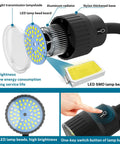 Detailed view of Magnetic Dual Gooseneck Work Light 1200 Lumens IP66 Waterproof, LED lamp beads, aluminum radiator, nylon base.