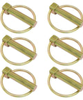 Six Pack 3/8 Inch Lynch Pins Set For Heavy Duty Tractors, Farm Trailers, Trucks And Lawn Mowers, Round Lock Pins In Carbon Steel