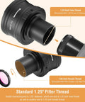Canon Compatible T2 Mount Lens Adapter for EOS M Cameras With M42 to 1.25 Inch Telescope Adapter showing tube and female threads