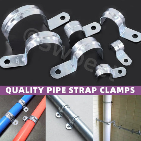 30 Pack 1-1/2 Inch Zinc Plated EMT Pipe Straps One Hole Kit With U Bracket Snap On Tube Clamps in use on pipes