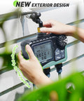 Person installing Three Zone Lawn Water Timer With Brass Inlet And Outlet, IP65 Waterproof Sprinkler Timer With Rain Delay on wall