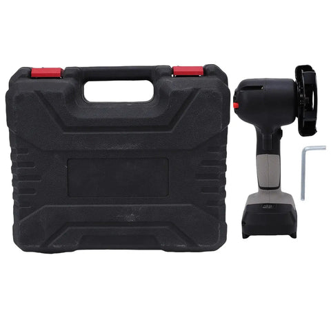 Cordless Angle Grinder For Fruit Trees And Orchard Wood Zero Cord Drama Heavy Duty Copper Motor next to a durable carrying case.