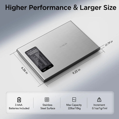 Smart Food Scale With Nutritional Calculator And AI Powered App For Calorie And Macro Tracking, stainless steel, 22lb capacity