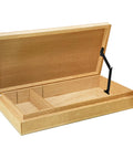 Six Pack Black Bronze Lid Support Hinges, Heavy Duty Rotatable Folding Lift Up Stays for Wooden Boxes Cabinets Cupboards shown installed