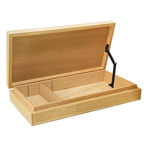 Six Pack Black Bronze Lid Support Hinges, Heavy Duty Rotatable Folding Lift Up Stays for Wooden Boxes Cabinets Cupboards shown installed