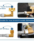 Dishwasher Installation Kit With Ten Foot Stainless Steel Braided Hose And Food Grade PEX Water Line fittings close-up