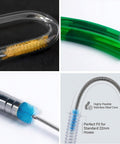 67 Inch Flexible Drain Brush Set With Double Ended Long Hose Pipe Cleaner And 2 Pcs 8.2 Inch Straw Cleaning Brushes For Fridge Defrost Fish Tank Filter And Sink Drain, showcasing detailed brush heads and flexible hose.