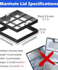 Rugged Recessed Drain Cover For Lawn, Driveway And Patio, Heavy Duty 42 By 42 Inch Outdoor Storm Drain Panel, stainless steel