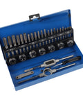 Must Have Metric Thread Cutting Die Tap And Die Set Crafted From Tough Alloy Steel To Restore Or Create Perfect Threads On Steel And Stainless With Adjustable Wrench For Your Metalworking Vehicle Machinery Repair Needs, blue case