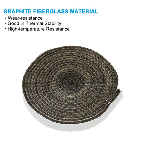 PATIKIL graphite fiberglass wood stove gasket coil, self-adhesive, 5/8 x 1/8 in cross-section, black, 118 in long