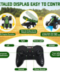 Remote Control Tractor Toy With RC Trailer 23.6 Inch 1/16 Scale Monster Truck controller and features displayed on field background