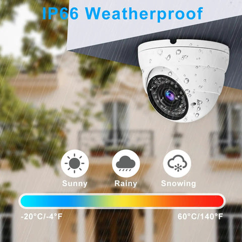 2MP CCTV Dome Camera 1080P 4 In 1 Analog TVI AHD CVI CVBS Varifocal Lens 2.8 To 12 mm mounted outdoors in rain