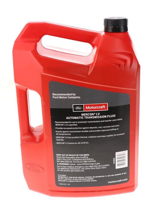 Ford Mercon LV Automatic Transmission Fluid 5 Quart Bottle For Smooth Shifts High Mileage Gear Protection XT-10-QLVC