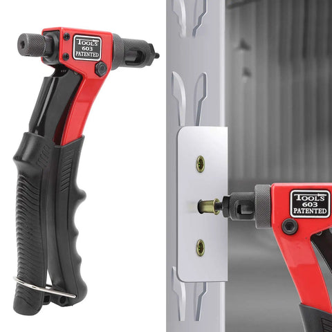 Heavy Duty Hand Rivet Nut Gun Set With Ergonomic Grip For M3, M4, M5, And M6 Inserts Includes Quick Release Screw For Easy Nut Separation And Durable Black And Red Finish Makes Fast Work Of Repair Projects hand tool installing inserts