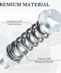Close-up of heavy duty exhaust manifold bolts kit with shock absorbing springs for M10X1.5 exhaust gaskets, steel construction.