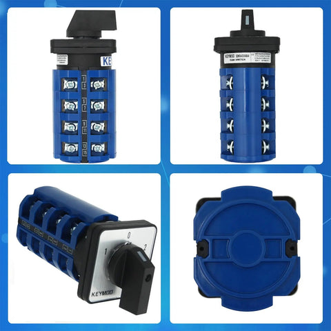 Beefy 63A Rotary Changeover Switch 4NO 4NC 2 Way 660V Universal Cam Selector Switch Panel Mount Ready With 3 Position 16 Terminals
