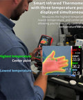 Man using 2 In 1 Thermal Imaging Camera And True RMS Digital Multimeter For Electrical Inspections, 32 By 32 Resolution, Type C Charging, -20C To 550C Range, 25000 Count Meter, Sniffs Out Hotspots And HVAC Leaks Fast, Worksite Ready Pro Grade Tool to measure temperature variations.