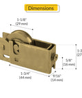 Sliding Patio Door Roller Assembly With 1-1/8 Inch Steel Wheel, 1 Inch Height, 1-7/8 Inch Length, Dichromate Finish