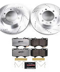 Front Brake Kit for Toyota 4Runner FJ Cruiser and Tacoma 2003 2023 Upgrade with Carbon Fiber Ceramic Pads, Drilled Slotted Rotors