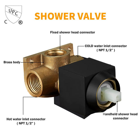 Ultimate 8 Inch Rain Shower System With Wall Mounted Square Rain Head High Pressure Bathroom Fixture brass shower valve