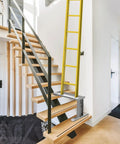 Stair Leveler Ladder Stabilizer With No Fuss Quick Adjust Adjustable 9.7 To 17.6 Inch Range on wooden stairs indoors