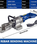 Heavy Duty Electric Hydraulic Rebar Bender Machine For Construction Use Bends 4-16 Mm Steel Bars Fast with 800W-900W motor.